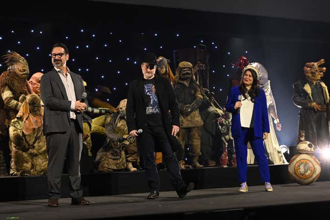 James Mangold, Dave Filoni, and Sharmeen Obaid-Chinoy at Star Wars Celebration 2023
