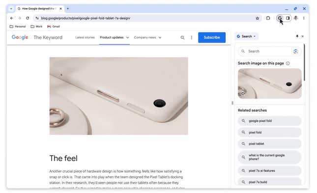 A screenshot of what the Chrome side panel looks like in the Chrome browser