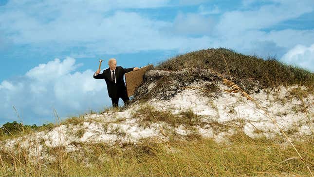 Image for article titled Biden Tries To Hammer Board Into Sand To Kick Off Post-Hurricane Rebuilding Efforts
