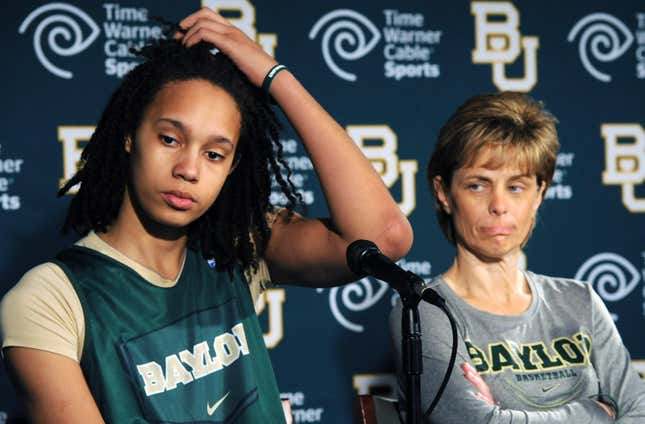 Brittney Griner and Kim Mulkey in 2012, en route to Baylor’s national championship victory.
