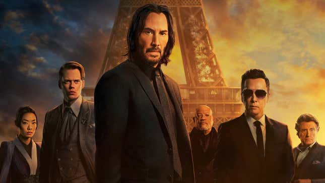 Poster for Lionsgate's John Wick: Chapter 4, featuring the main cast.
