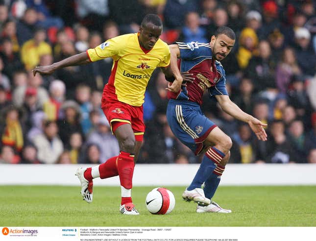 Sierra Leone and Watford’s Al Bangura (L) was a victim of human trafficking as a teenager