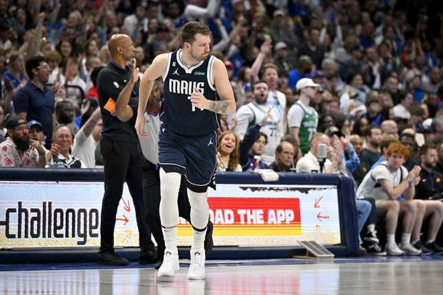 Mar 5, 2023; Dallas, Texas, USA; Dallas Mavericks guard Luka Doncic (77) in action during the game between the Dallas Mavericks and the Phoenix Suns at the American Airlines Center.