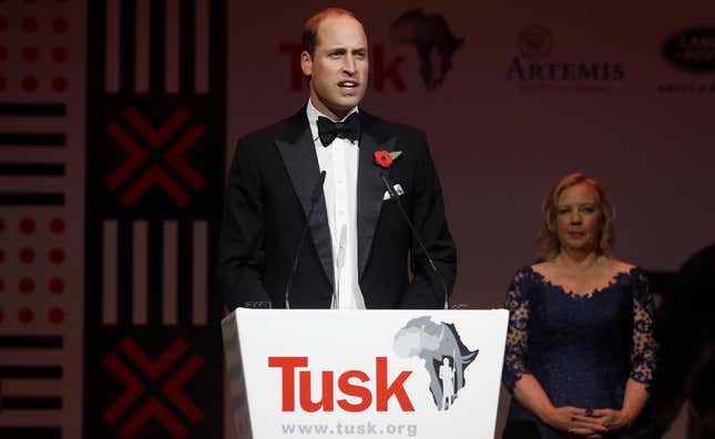 Britain’s Prince William at the gala night for the conservation charity Tusk at The Roundhouse in London