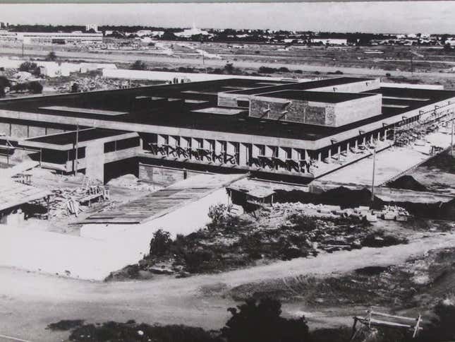 The official Angolan broadcaster or Emissora Oficial de Angola under construction between 1963 and 1967.