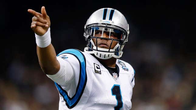 Cam Newton #1 of the Carolina Panthers celebrates after scoring a touchdown in the first half against the New Orleans Saints at Mercedes-Benz Superdome on December 7, 2014 in New Orleans, Louisiana.