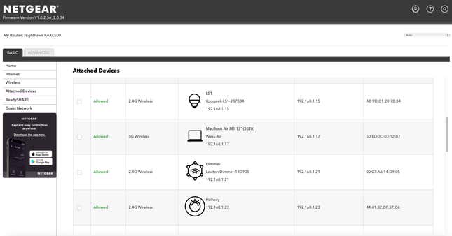The device list is a nice touch.