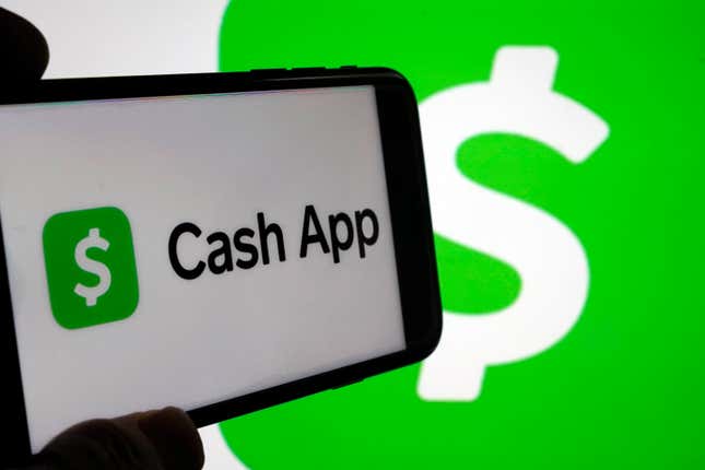 This photo shows logos for Cash App, in New York, Friday, Sept. 8, 2023. Thousands of Cash App and Square customers were unable to access their accounts or send money Thursday, Sept. 7, 2023, and early Friday due to system outages impacting both payment services. (AP Photo/Richard Drew)