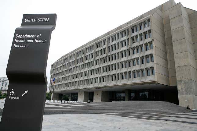 The exterior of the U.S. Department of Health and Human Services is seen on August 15, 2006, in Washington, DC.