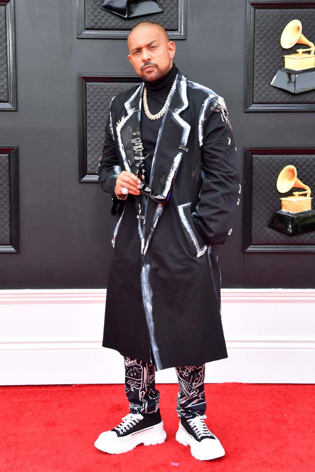 Jamaican rapper Sean Paul arrives for the 64th Annual Grammy Awards at the MGM Grand Garden Arena in Las Vegas on April 3, 2022