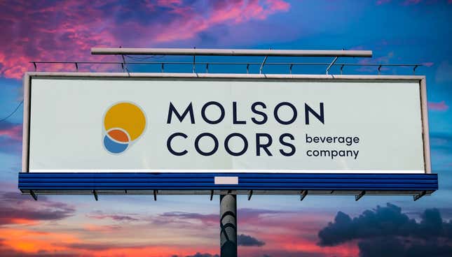 A billboard with the Molson Coors logo