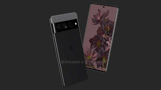 Una imagen basada en un archivo CAD filtrado del Google Pixel 7 Pro en negro.