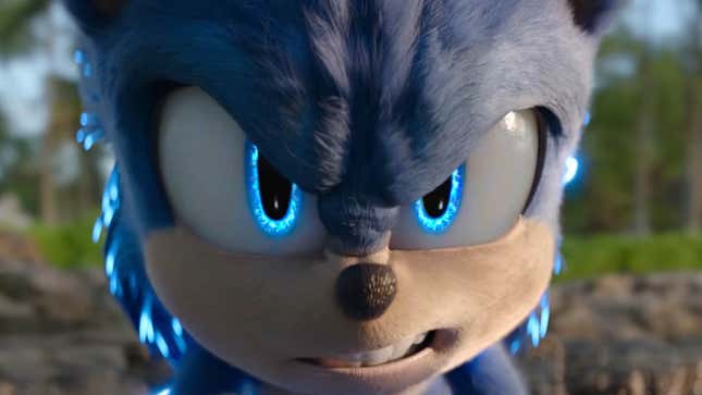 Sonic stares angrily as his needles turn blue in Sonic the Hedgehog 2, which went on to an impressive box office debut.