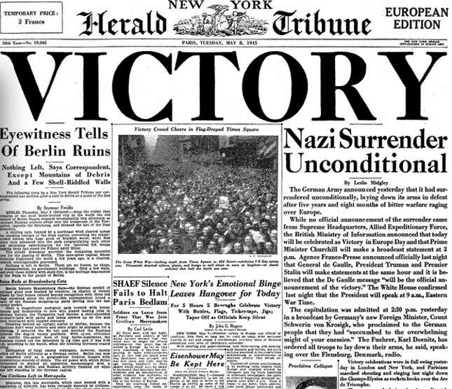 Image for article titled Today’s IHT is officially an artifact. Here are 8 memorable front pages