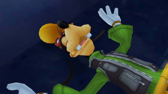 A screenshot of Goofy dead on the floor as seen in Kingdom Hearts II. 