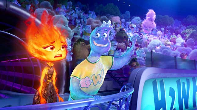 Ember and Wade in Pixar's Elemental.