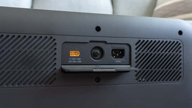 A close-up of the input charging ports on the back of the Anker PowerHouse 767 Portable Power Station.