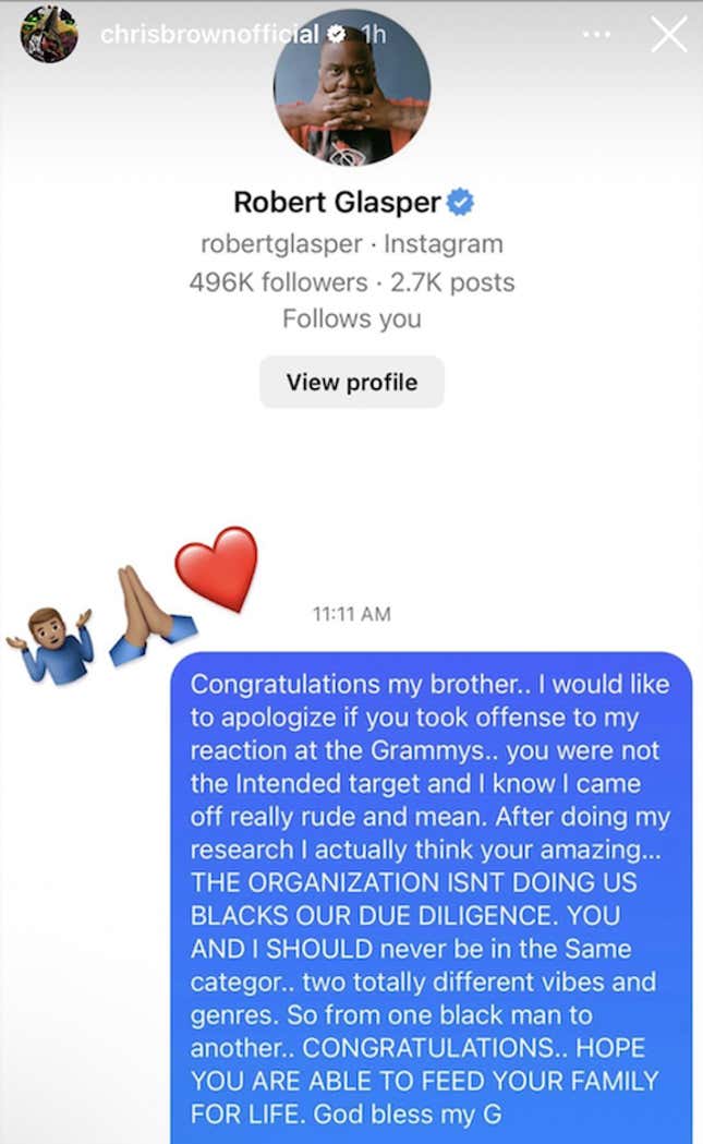 Image for article titled Robert Glasper Turns Chris Brown’s 2023 Grammy Diss Into Coins