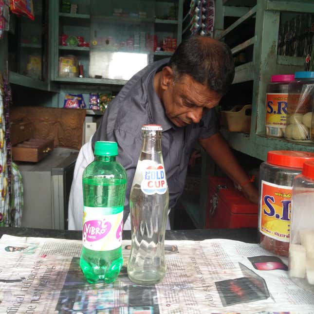 Kalimark’s Vibro, and locally-brewed Panneer soda distributed in a reused bottle.
