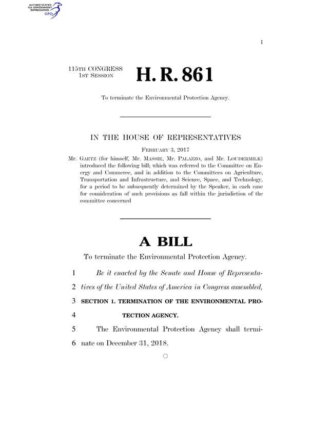 Image for article titled The text of a new Republican bill has just one line: “To terminate the US Environmental Protection Agency”