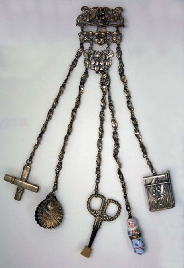 Chatelaines kept everyday essentials close at hand in the Victorian era.