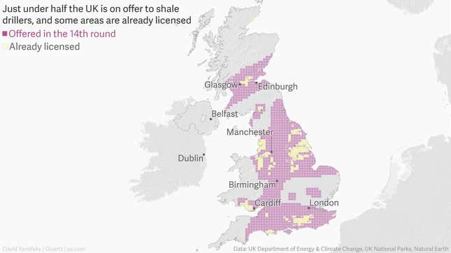 Image for article titled Nearly half the UK is up for fracking, and these maps show you where