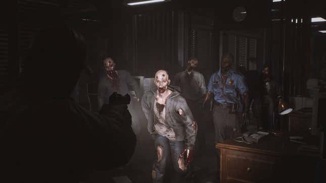 Zombies approach the player character.