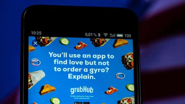 Smartphone displaying Grubhub app