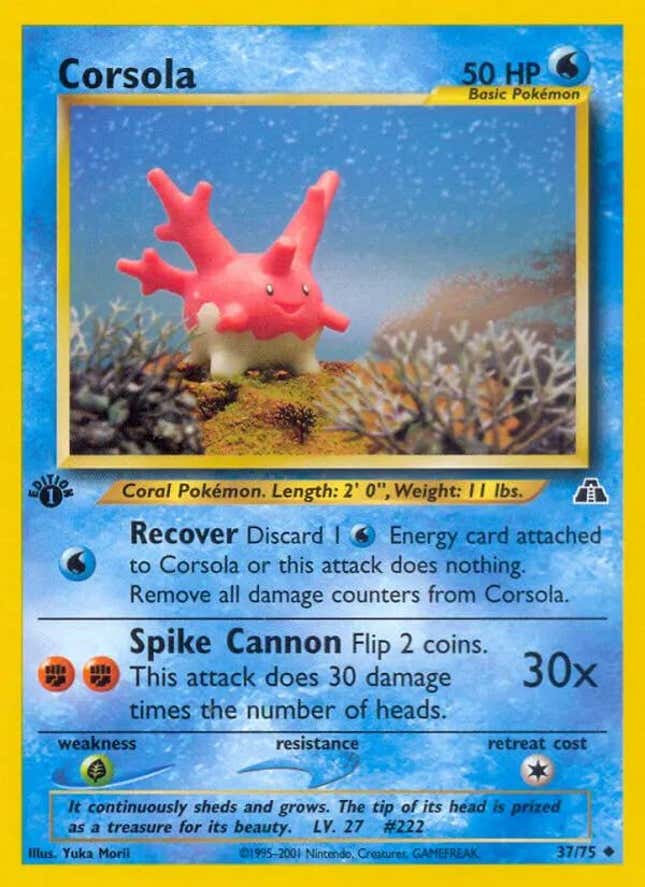 A Corsola Pokemon card.