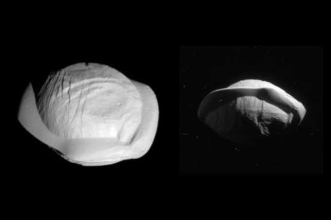 The flying saucer-shaped moon Pan.