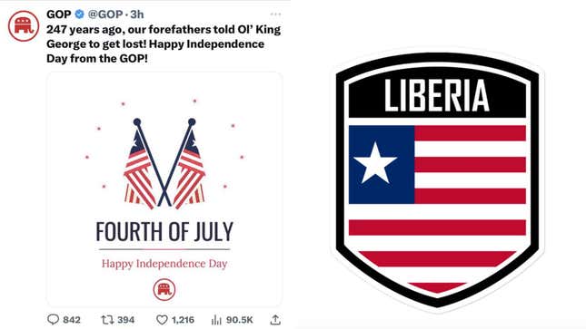 Image for article titled Republicans Accidentally Tweet, Delete Wrong Flag on 4th of July
