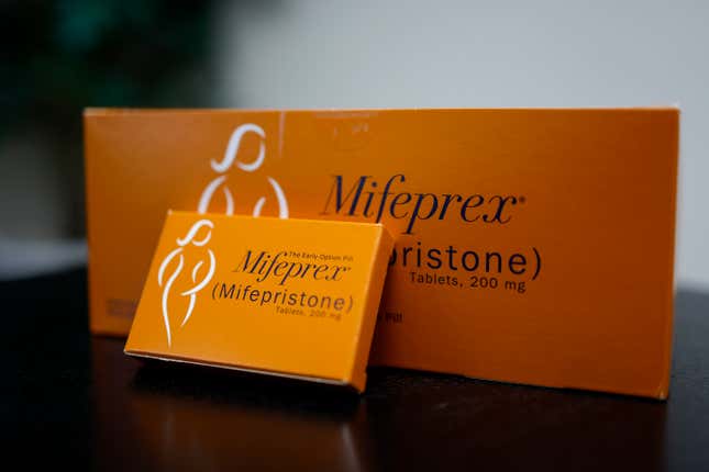 Mifepristone tablets are displayed at a family planning clinic on April 13, 2023 in Rockville, Maryland
