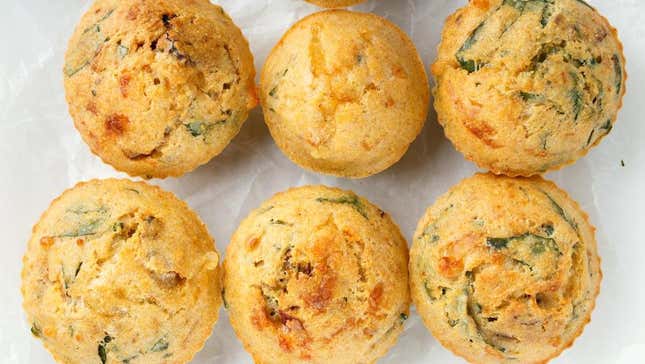 Cheddar muffins with sun dried tomato and basil