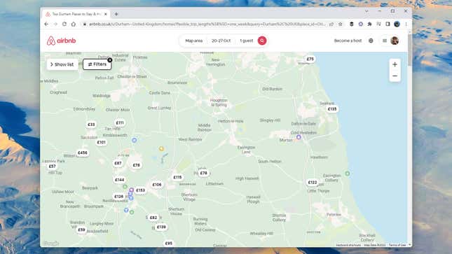 screenshot of airbnb map