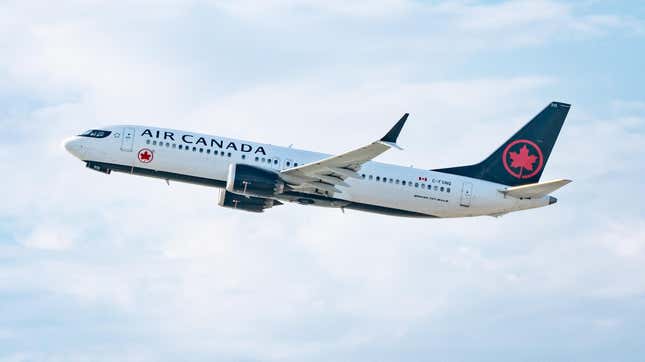 Air Canada Boeing 737 MAX 8 takes off from Los Angeles international Airport on July 30, 2022 in Los Angeles, California.