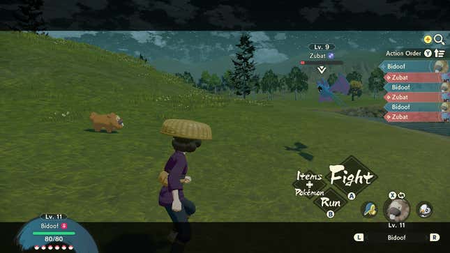 A screenshot of a Pokémon Legends: Arceus battle.
