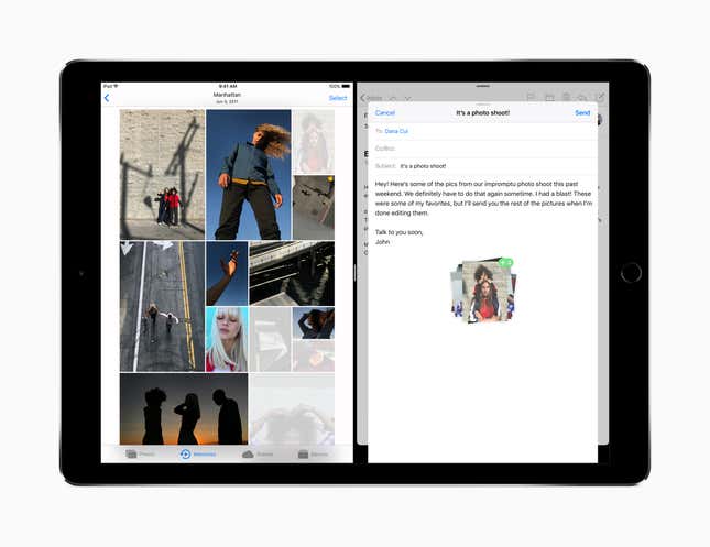 Dropping photos from one app to another.