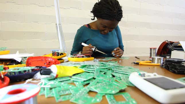 Deaftronics co-founder Sarah Phiri has a mild hearing impediment and is responsible for developing solar-chargers for the hearing aid