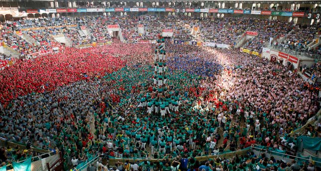 Human towers are a serious sport in Catalonia