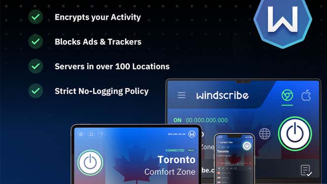 Image for article titled You Can Get a Windscribe VPN Subscription for 60% Off Right Now