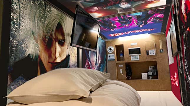 Pictured is a view inside the room, which is covered with DMC art. 