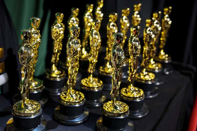 Oscar statues, backstage at the 95th Academy Awards at the Dolby Theatre on March 12, 2023 in Hollywood, California.
