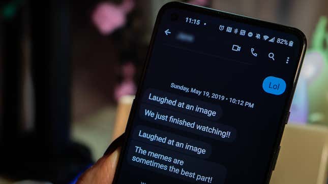 A photo of a message on a phone 