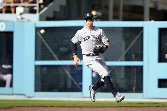 New York Yankees' Aaron Judge wears cleats and socks honoring Jackie  Robinson Day during the tenth inning of a baseball game against the  Baltimore Orioles, Friday, April 15, 2022, in Baltimore. The