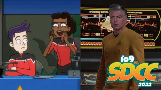 Ensigns Boimler and Mariner from Star Trek: Lower Decks, and Captain Pike from Star Trek: Strange New Worlds.