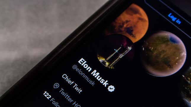 A screenshot of Elon Musk's Twitter profile is shown. His profile description reads "Chief Twit."