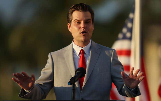 Image for article titled Can You Hear That Noise? It’s the Sweet Song of the Walls Closing In on Rep. Matt Gaetz