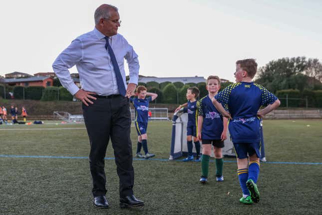 Image for article titled Australia&#39;s Weirdo Prime Minister Tackles Child to the Ground, Birthing New Meme