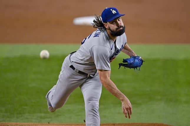 Jul 21, 2023; Arlington, Texas, USA; Los Angeles Dodgers starting pitcher Tony Gonsolin (26) in action during the game between the Texas Rangers and the Los Angeles Dodgers at Globe Life Field.