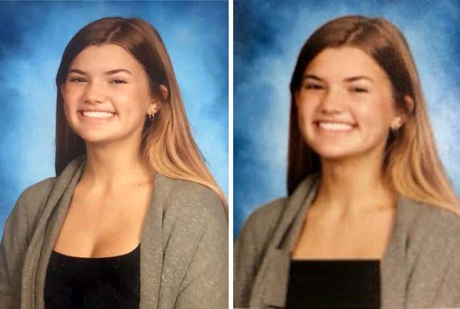 Imagen para el artículo titulado Si vas a editar las fotos de una escuela, que no sea como esta chapuza para ocultar los escotes de las estudiantes